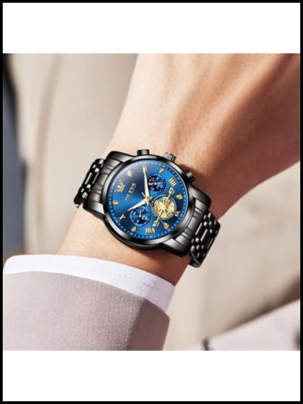 Mens Luxury Dress Watch Stainless Steel Waterproof Chronograph